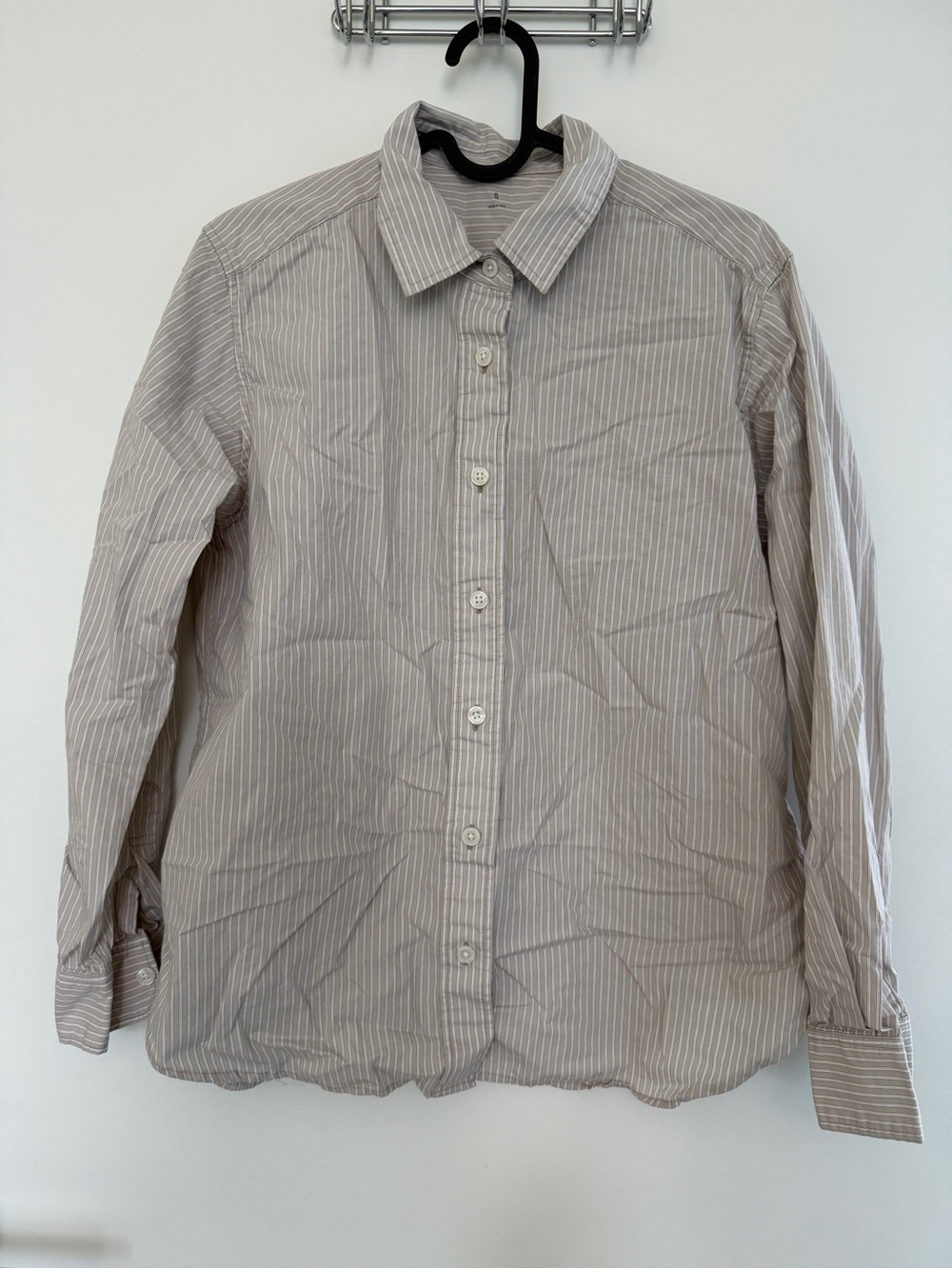 Striped Button-Up Shirt - Light Beige